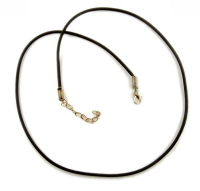 2 mm Gummi med kæde, Sort