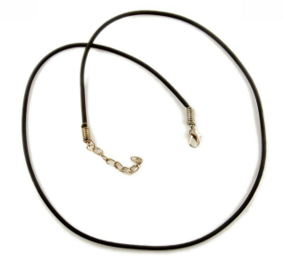 2 mm Gummi med kæde, Sort