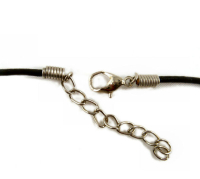 2 mm Gummi med kæde, Sort