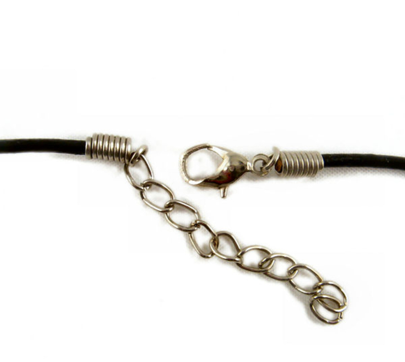 2 mm Gummi med kæde, Sort