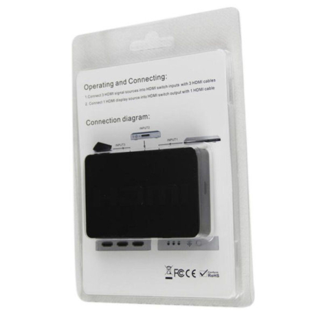 3X HDMI Switch, fjernstyret