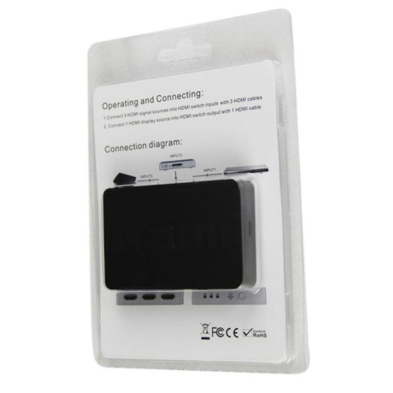 3X HDMI Switch, fjernstyret