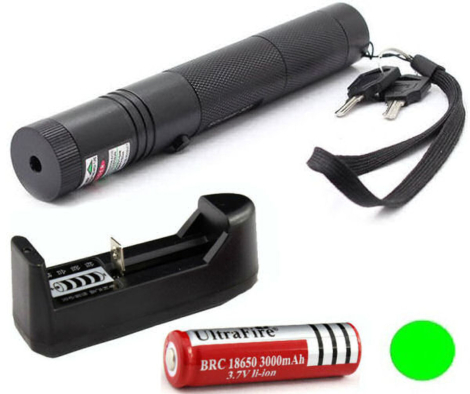 Grøn Laser 301+batteri+lader, 200mW 