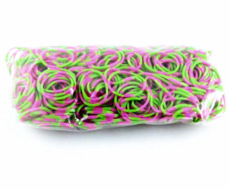 Neon 2-farvede Loom Bands, 600stk 