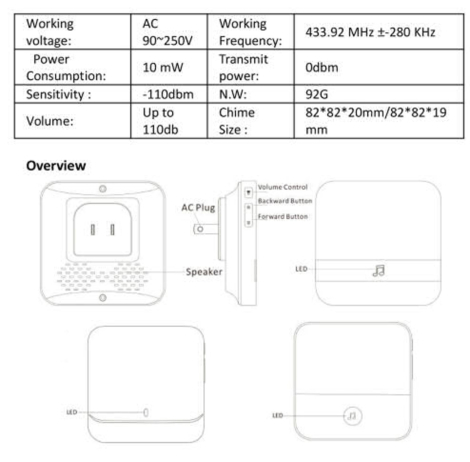 Klokke til EKEN V5 dørklokke