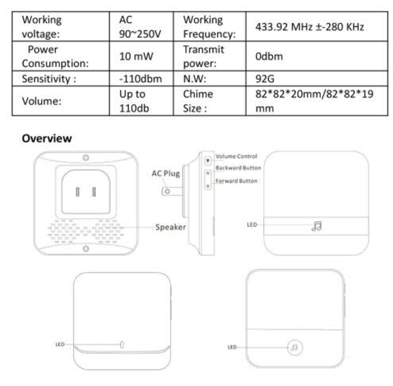 Klokke til EKEN V5 dørklokke