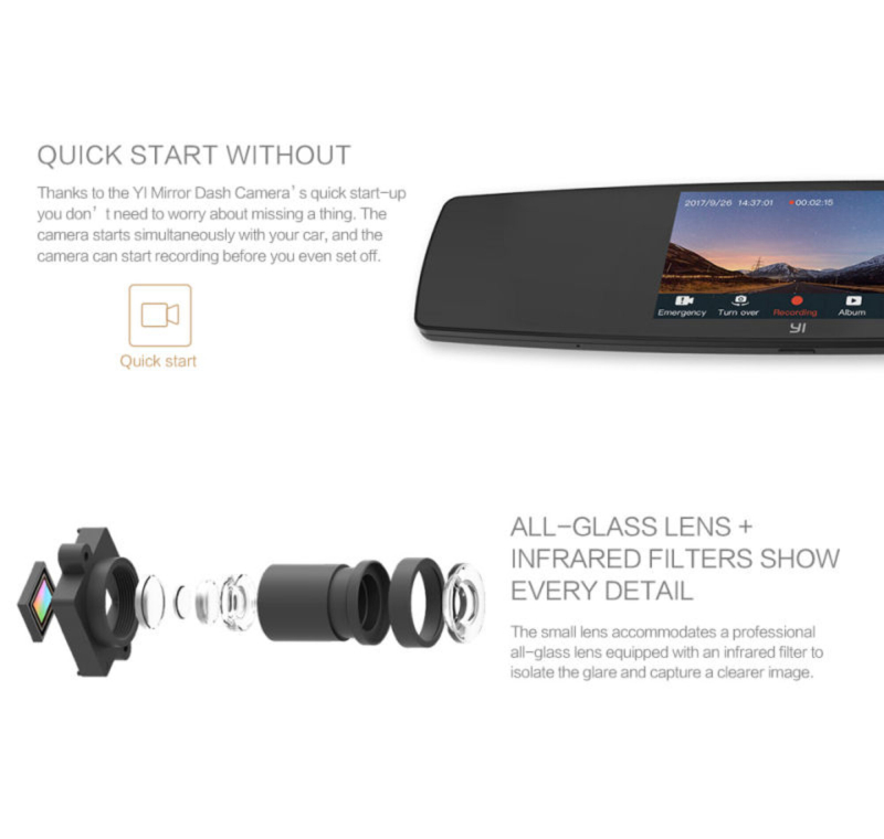 Yi Spejlkamera m. bakkamera