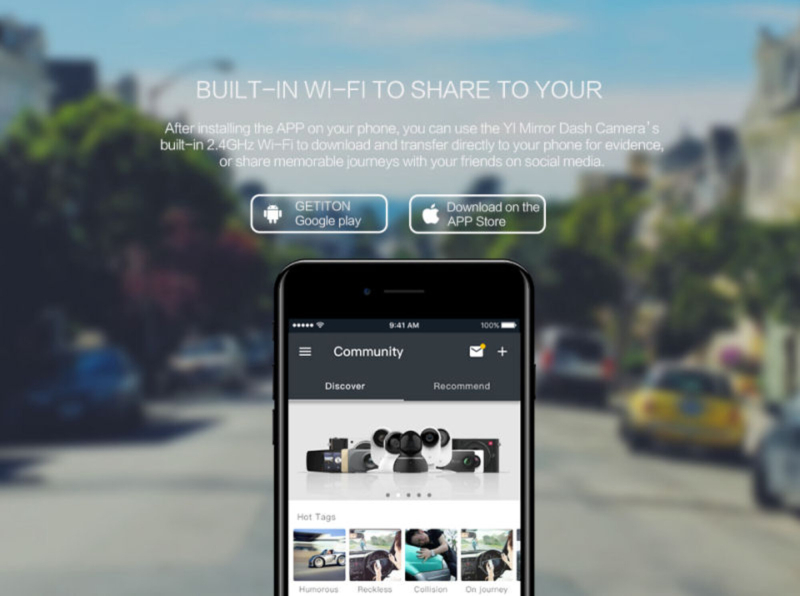 Yi Spejlkamera m. bakkamera