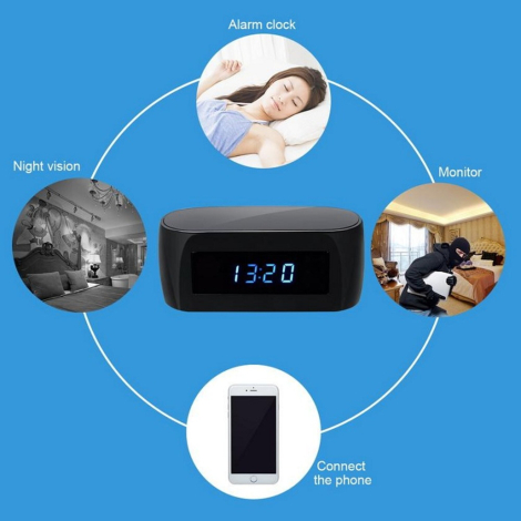 T-Care  Z16 Vækkeur HD Spionkamera, Wi-Fi, 12MP