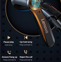 Lenovo QT81 Øretelefoner - BT 5.0 - 1.200mAh - Sort