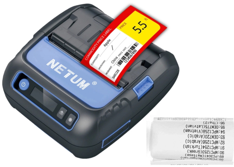 6: NETUM NT-G80 Mini Printer, Etiket + kvittering