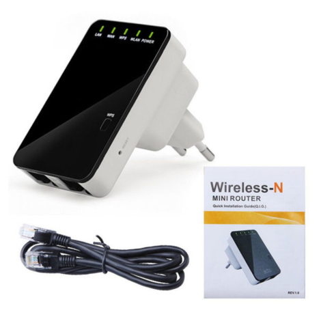 WiFi Repeater/Extender 300Mbps m. 2 LAN-porte