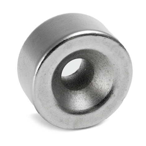 Neodymium Skivemagnet, Ø20x10mm m. 6mm hul
