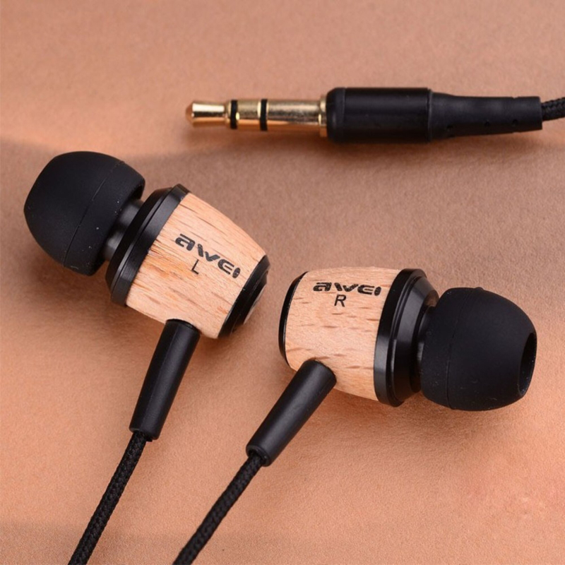 AWEI ES-Q9 Øretelefon i lyst Træ