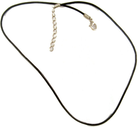 2 mm Læder med kæde, Sort