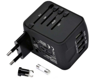 GoNine Rejseadapter m. 4 x USB lader 