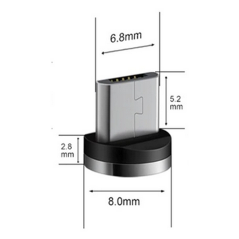 Magnetisk ladestik, USB-Micro, rundt