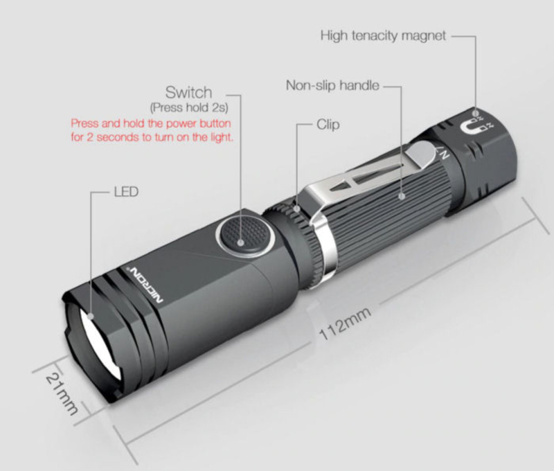 NICRON N7 Lommelygte/Pandelampe 600 lm