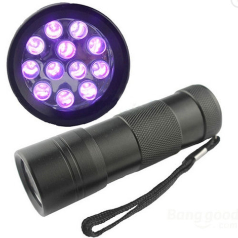 12 LED UV lommelygte 395nm