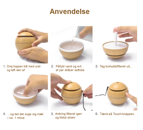 Aroma Diffuser USB 130 ml - mørk