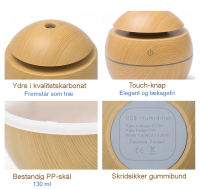 Aroma Diffuser USB 130 ml - mørk