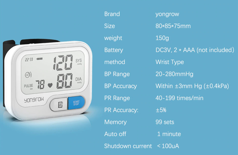 Blodtryksmåler specifikationer