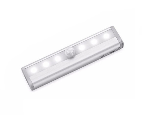 Lysskinne - 6 LED m. sensor, Hvid