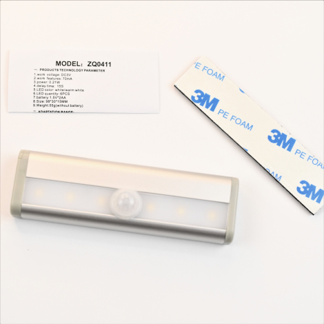 Lysskinne - 6 LED m. sensor, Hvid