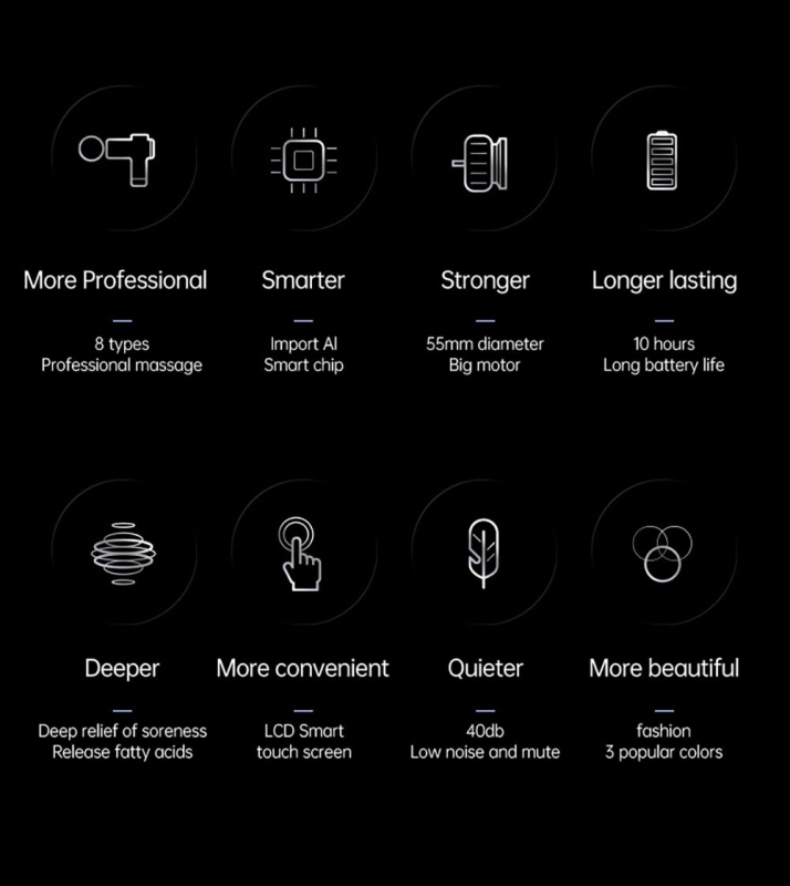 Muskel Massagepistol Konka m. 8 hoveder