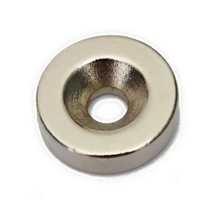 Neodymium Skivemagnet, Ø15x4mm m. 4mm hul