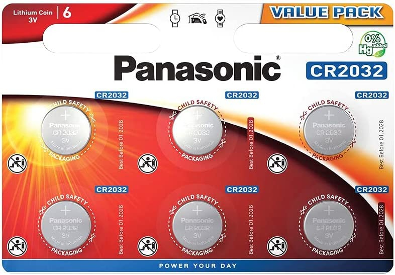 Se Panasonic CR2032 3V Lithium Knapbatteri - 6 stk. hos Alabazar