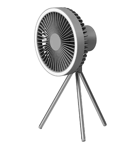 Genopladelig ventilator med ringlys, grå 