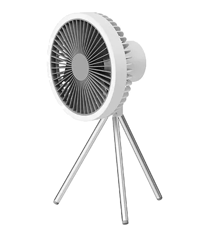 Genopladelig ventilator med ringlys, hvid