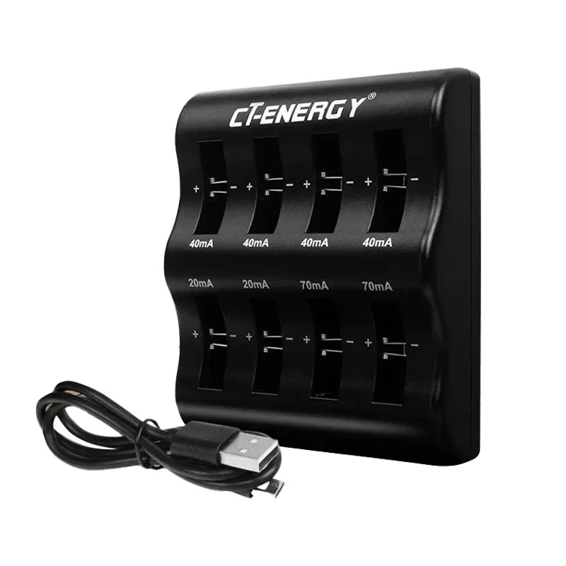 LIR lader med 8 porte og USB kabel