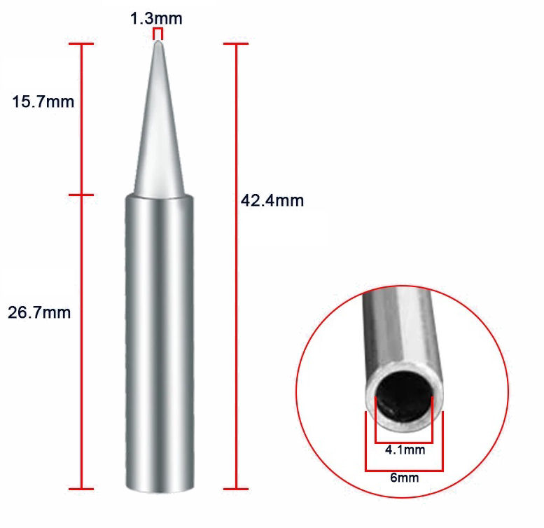 Loddekolbe spids dimensioner